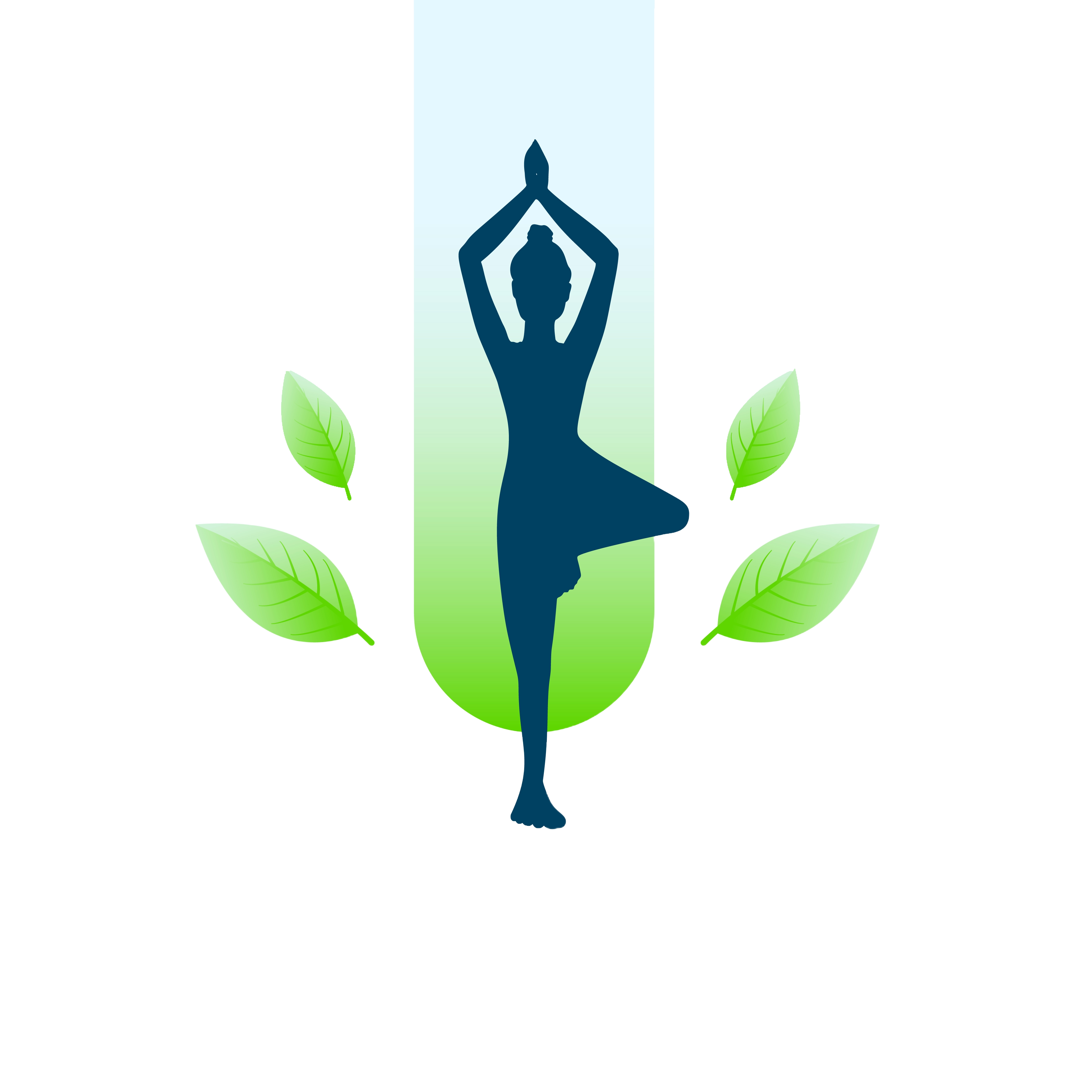 Illustration of a yoga tree pose between leaves