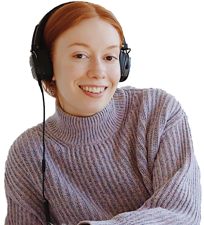 Support agent wearing a headset